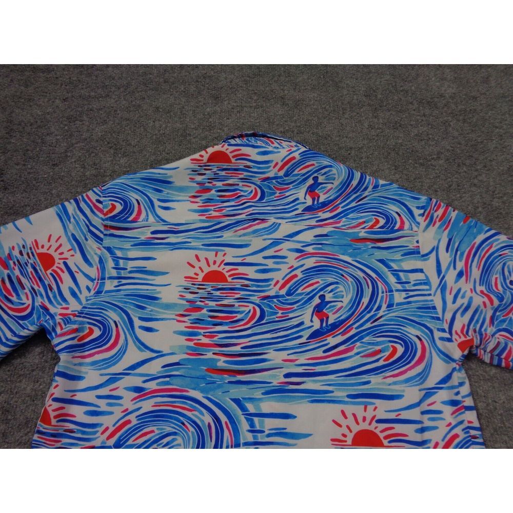 RSVLTS Shirt Mens S Blue Waves Surfer Sunset Hawaiian Dare Mighty Things - Picture 7 of 12